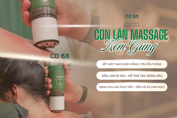 Con lăn massage kem gừng với thiết kế đầu lăn dạng bi ion - tiện lợi và linh hoạt